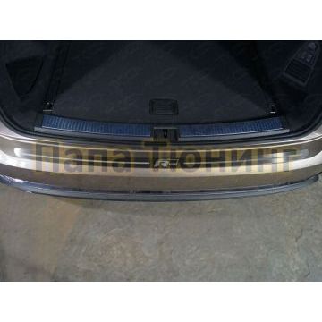 Накладка на задний бампер лист шлифованный надпись R-Line ТСС для Volkswagen Touareg 2018-