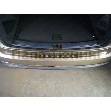 Накладка на задний бампер лист шлифованный надпись Touareg ТСС для Volkswagen Touareg 2018-