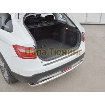 Накладка на задний бампер зеркальный лист РусСталь для Lada Vesta Cross 2017-