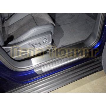 Накладки на пороги на пластик шлифованный лист 2 штуки ТСС для Audi Q5 2016- Накладки на пороги на пластик шлифованный лист 2 штуки ТСС для Audi Q5 2016-
