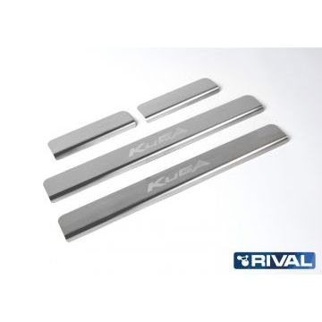 Накладки порогов Rival с надписью 4 штуки для Ford Kuga 2013-