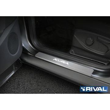 Накладки порогов Rival с надписью 4 штуки для Ford Kuga 2013-