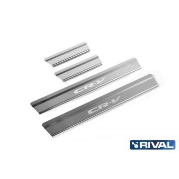 Накладки порогов Rival с надписью 4 штуки для Honda CR-V 2017-