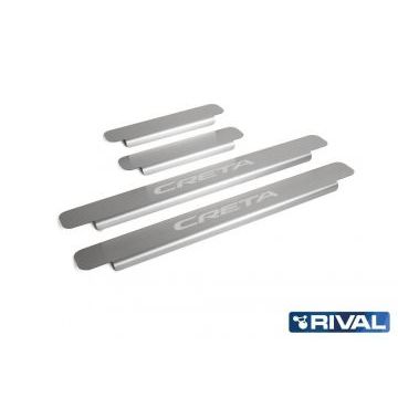 Накладки порогов Rival с надписью 4 штуки для Hyundai Creta 2016-2021