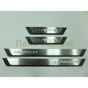 Накладки на дверные пороги 4 штуки шлифованные на пластиковой основе Omsa_Line для Hyundai Elantra 2010-2014 Накладки на дверные пороги 4 штуки шлифованные на пластиковой основе Omsa_Line для Hyundai Elantra 2010-2014