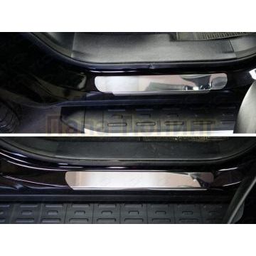 Накладки на пороги зеркальный лист ТСС для Hyundai Santa Fe Grand 2016-