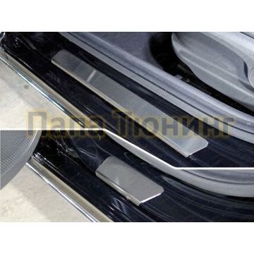 Накладки на пороги шлифованный лист 4 штуки ТСС для Hyundai Solaris 2018-