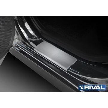 Накладки порогов Rival с надписью 4 штуки для Hyundai Solaris 2017-