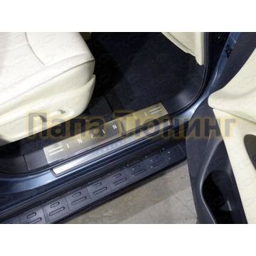 Накладки на пластиковые пороги лист шлифованный надпись Infiniti ТСС для Infiniti QX60 2016- Накладки на пластиковые пороги лист шлифованный надпись Infiniti ТСС для Infiniti QX60 2016-