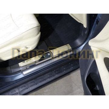 Накладки на пластиковые пороги зеркальный лист надпись Infiniti ТСС для Infiniti QX60 2016-