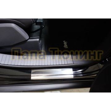 Накладки порогов зеркальный лист ТСС для Jeep Compass 2014-