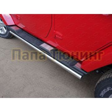 Накладки на пластиковые пороги шлифованные (комплект 4 шт.) ТСС для Jeep Wrangler 3D 2010-2018