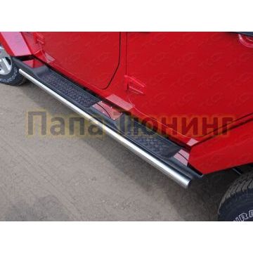 Накладки на пластиковые пороги зеркальные (комплект 6 шт.) ТСС для Jeep Wrangler 5D 2010-2018
