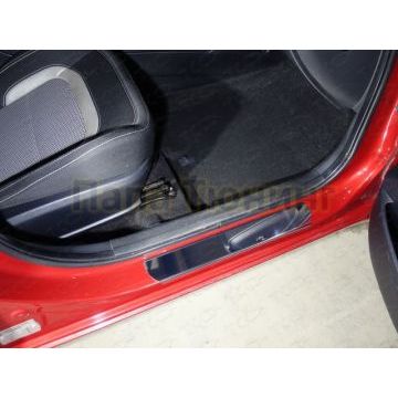 Накладки на пороги лист зеркальный 2 штуки ТСС для Kia Ceed 2012-2018