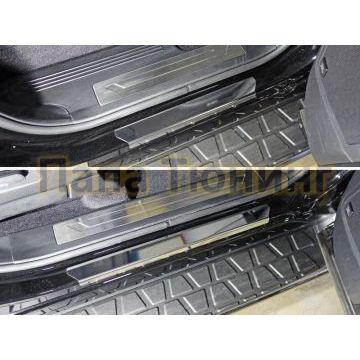 Накладки на пороги лист зеркальный 4 штуки ТСС для Kia Mohave 2016-