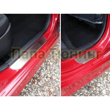 Накладки на пороги шлифованный лист ТСС для Kia Picanto 2015-2017