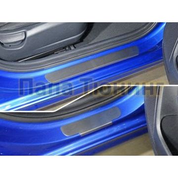 Накладки на пороги шлифованный лист 4 штуки ТСС для Kia Rio 2018- Накладки на пороги шлифованный лист 4 штуки ТСС для Kia Rio 2018-