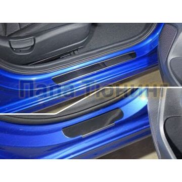 Накладки на пороги зеркальный лист 4 шт ТСС для Kia Rio 2018-