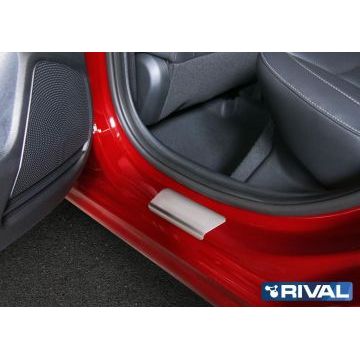 Накладки порогов Rival с надписью 4 штуки для Kia Rio 2017-