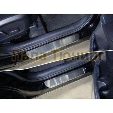 Накладки на пороги лист шлифованный 4 шт ТСС для Kia Sorento Prime 2018-