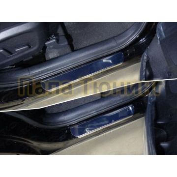 Накладки на пороги лист зеркальный 4 шт ТСС для Kia Sorento Prime 2018-