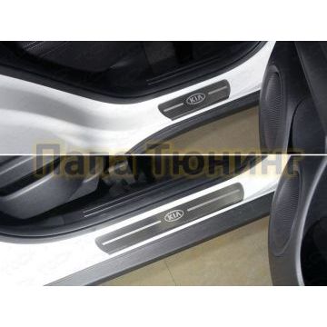 Накладки на пороги лист шлифованный логотип Kia 4 штуки ТСС для Kia Soul 2014-2019 Накладки на пороги лист шлифованный логотип Kia 4 штуки ТСС для Kia Soul 2014-2019