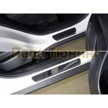 Накладки на пороги лист зеркальный 4 штуки ТСС для Kia Soul 2014-2019