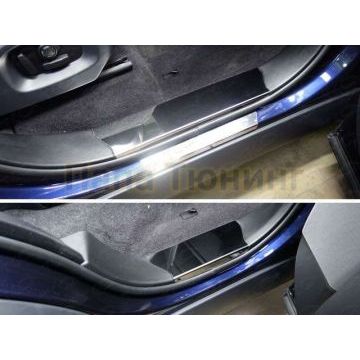 Накладки на пластиковые пороги зеркальный лист ТСС для Range Rover Sport 2013-