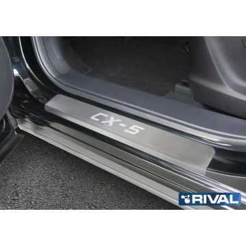 Накладки порогов Rival с надписью 4 штуки для Mazda CX-5 2011-2017