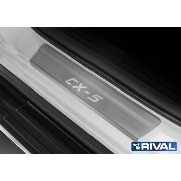 Накладки порогов Rival с надписью 4 штуки для Mazda CX-5 2017-