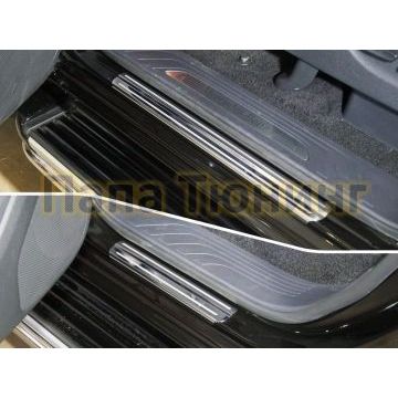 Накладки на пороги зеркальный лист с полосой 4 штуки для Mercedes-Benz X-Class 2018-