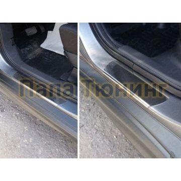 Накладки на пороги зеркальный лист ТСС для Mitsubishi ASX 2013-2016