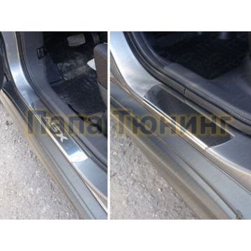 Накладки на пороги зеркальный лист надпись ASX ТСС для Mitsubishi ASX 2013-2016