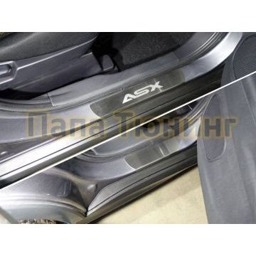 Накладки на пороги лист шлифованный надпись ASX 4 шт ТСС для Mitsubishi ASX 2017-