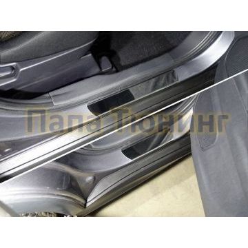 Накладки на пороги лист зеркальный 4 шт ТСС для Mitsubishi ASX 2017-