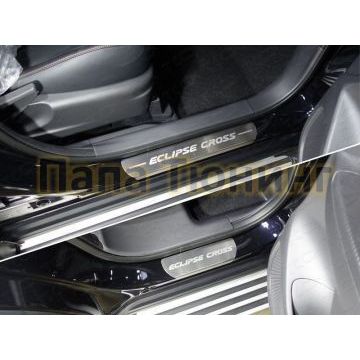 Накладки на пороги лист шлифованный надпись Eclipse Cross 4 шт ТСС для Mitsubishi Eclipse Cross 2018-2019