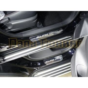 Накладки на пороги лист зеркальный надпись Eclipse Cross 4 шт ТСС для Mitsubishi Eclipse Cross 2018-2019