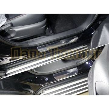 Накладки на пороги лист зеркальный 4 шт ТСС для Mitsubishi Eclipse Cross 2018-2019