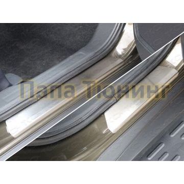 Накладки на пороги шлифованный лист ТСС для Mitsubishi Outlander 2015-2018