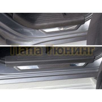 Накладки на пороги вставка зеркальный лист ТСС для Mitsubishi Pajero Sport 2016-2021