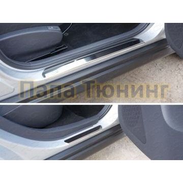 Накладки на пороги зеркальный лист ТСС для Nissan Almera 2013-2018