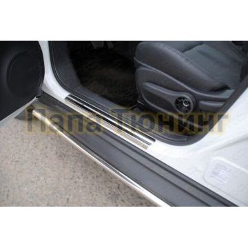 Накладки на пороги зеркальный лист (комплект 2 шт) ТСС для Nissan Juke 2014-