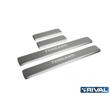 Накладки порогов Rival с надписью 4 штуки для Nissan Terrano 2014-