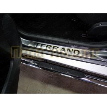 Накладки порогов шлифованный лист надпись TERRANO (комплект 2 шт) ТСС для Nissan Terrano 2014- Накладки порогов шлифованный лист надпись TERRANO (комплект 2 шт) ТСС для Nissan Terrano 2014-