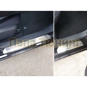 Накладки на пороги шлифованный лист надпись Tiida ТСС для Nissan Tiida 2015-2018 Накладки на пороги шлифованный лист надпись Tiida ТСС для Nissan Tiida 2015-2018