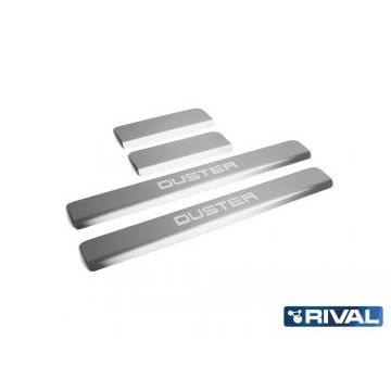 Накладки порогов Rival с надписью 4 штуки для Renault Duster 2011-