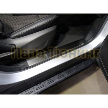 Накладки на пороги на пластик шлифованный лист 2 штуки ТСС для Renault Koleos 2018- Накладки на пороги на пластик шлифованный лист 2 штуки ТСС для Renault Koleos 2018-