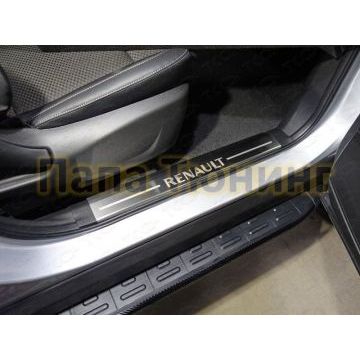 Накладки на пороги на пластик шлифованный лист надпись Renault 2 штуки ТСС для Renault Koleos 2018- Накладки на пороги на пластик шлифованный лист надпись Renault 2 штуки ТСС для Renault Koleos 2018-