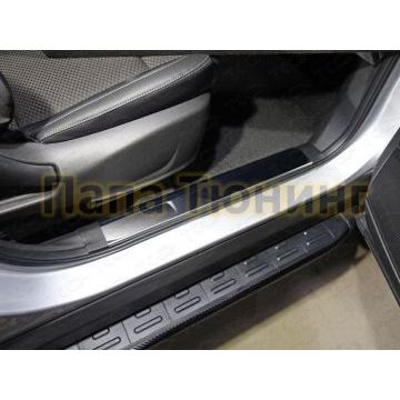 Накладки на пороги на пластик зеркальный лист 2 штуки ТСС для Renault Koleos 2018- Накладки на пороги на пластик зеркальный лист 2 штуки ТСС для Renault Koleos 2018-