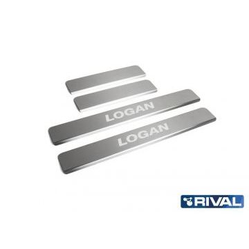 Накладки на пороги Rival для Renault Logan Stepway 2018-/Renault Logan II , II рестайлинг 2014-2018 / 2018-